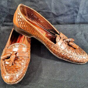 Vintage Cole Haan Women Size 8.5 Woven Leather Dress Shoes Flats Italy Loafers